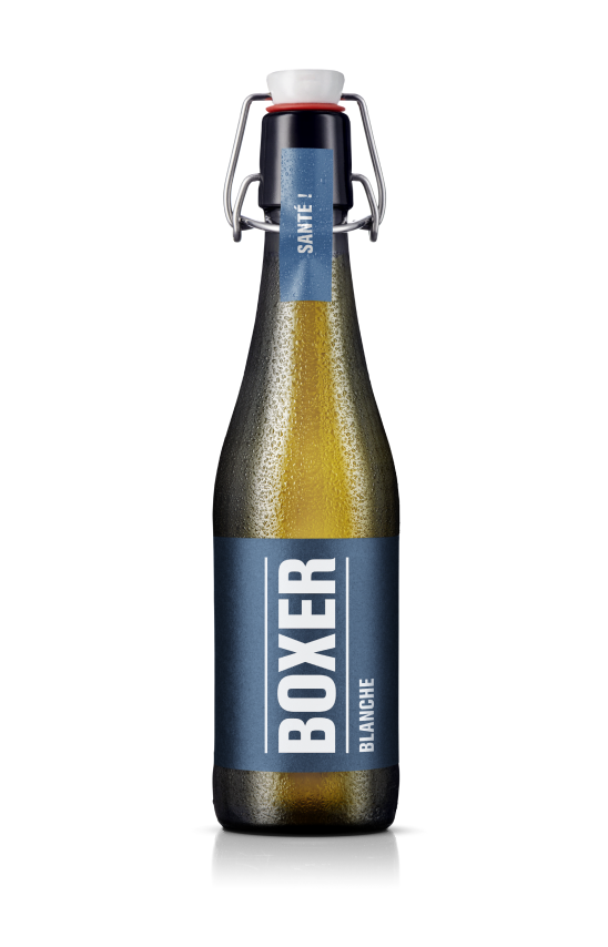 Das Bier Boxer Blanche ist auch in der Mehrweg Bügelflasche 33cl erhältlich