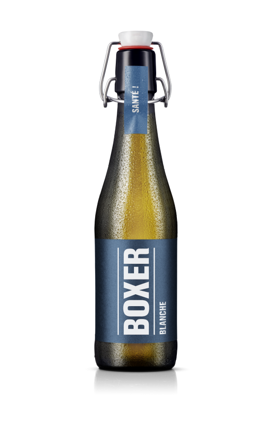 Das Bier Boxer Blanche ist auch in der Mehrwegflasche 33cl erhältlich