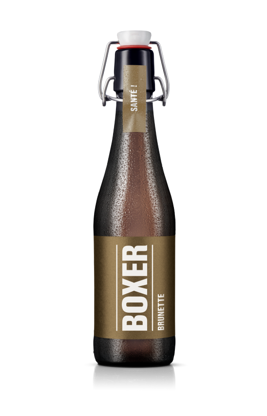 Das Bier Boxer Brunette ist auch in der Mehrweg Bügelflasche 33cl erhältlich