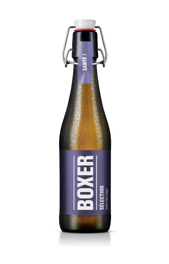 Das Bier Boxer Sélection India Pale Lager ist auch in der Mehrweg Bügelflasche 33cl erhältlich